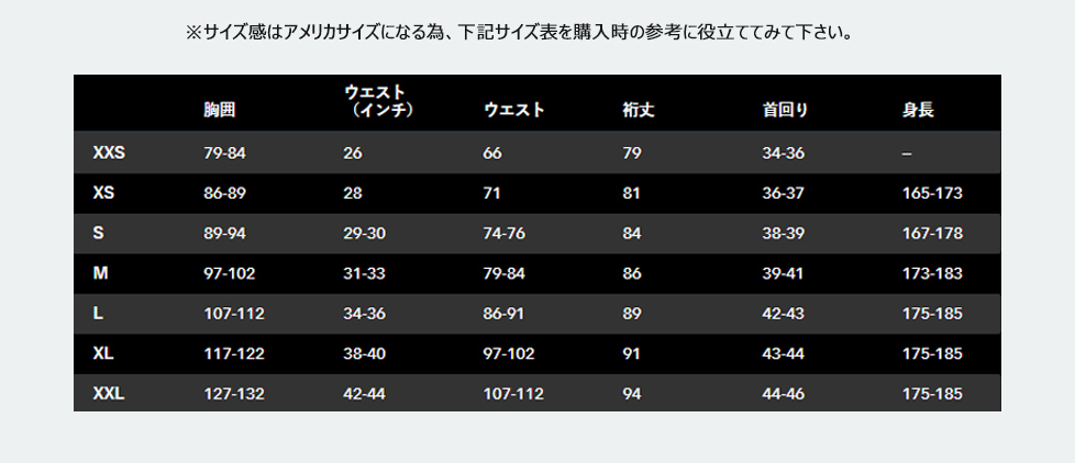 パタゴニアサイズ表
