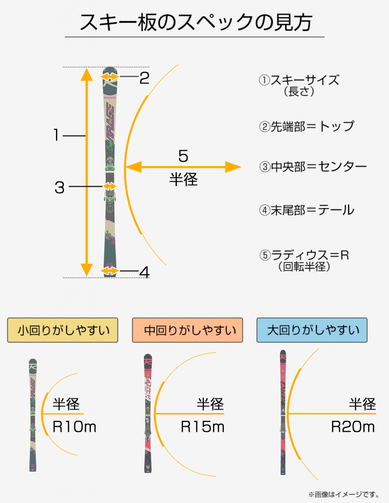 スキー板のスペックの見方