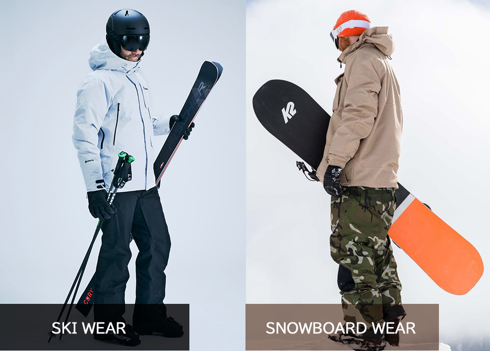 徹底解説】スキーウェアのスノーボードウェア違いは？